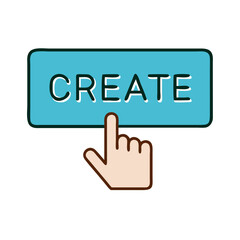 Poster - Create button icon with hand gesture, digital interaction concept