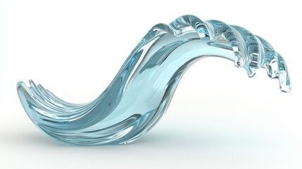 Poster - An abstract, glossy glass wave with transparent reflections, showcasing fluidity and modern design aesthetics.