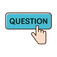 Poster - Question button icon with finger tapping, inquiry concept