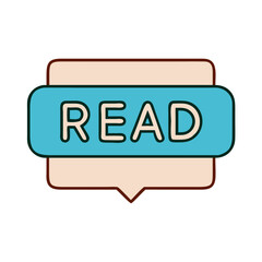 Poster - Read button icon in speech bubble, communication concept