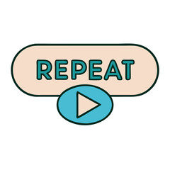 Poster - Repeat button icon with play symbol, multimedia interaction concept