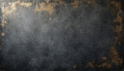 Aufkleber - Dark gray grunge background texture. Concrete wall with golden dust shabby chic effect. Art metallic rustic weathered surface with corrosion, cracks, scratches. Blank distressed sheet for design