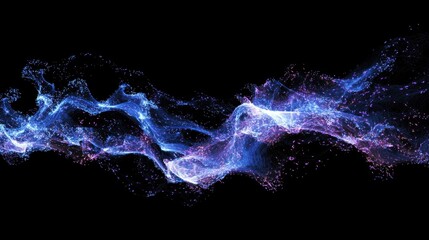 Poster - Glowing electric blue and purple wavy lines create a high-tech, futuristic aesthetic against a deep black background.