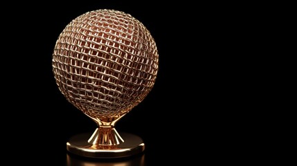 Poster - A golden sphere in a cage sitting on a stand