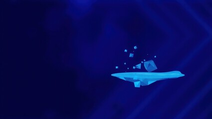 Fototapete - Abstract geometric shapes floating in dark blue space