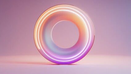 Fototapete - Abstract neon circle in pastel studio