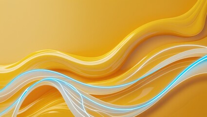 Fototapete - Abstract orange wavy lines with light blue accents