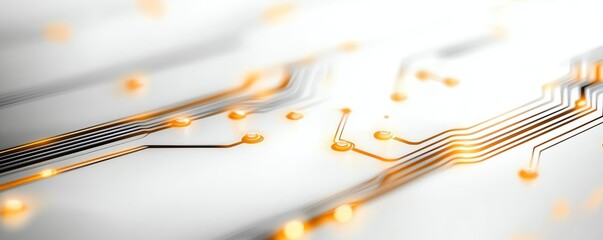 Aufkleber - Close-up of a circuit board with intricate patterns and glowing orange elements