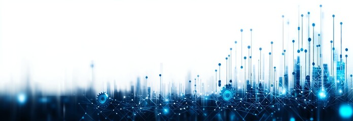 Poster - An abstract digital background showcasing blue lights and lines, representing innovation and connectivity in a tech-driven world, perfect for modern design and futuristic concepts.