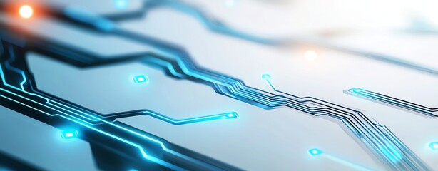Aufkleber - A close-up view of a modern circuit board design featuring intricate patterns and glowing blue LED elements, showcasing the advanced technology in today's electronics.
