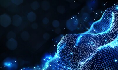 Aufkleber - Abstract digital background featuring glowing blue lines and dots, representing innovation, data flow, and futuristic concepts in technology and digital design.