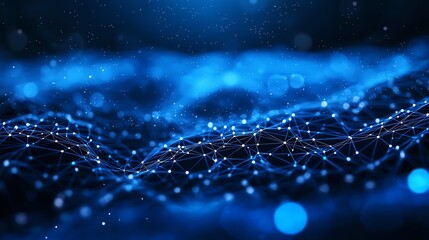 Poster - A stunning abstract representation of interconnected nodes and vibrant blue waves