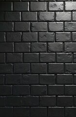 Aufkleber - Black brick building wall background with interior of modern loft. Tile square pattern, rough structure, aged surface. Urban vintage material, grunge design. Stone wall construction, architecture