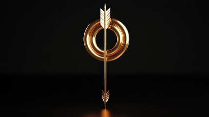 Poster - A Golden Arrow Piercing Through A Ring Displayed Against Darkness