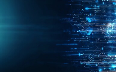 Poster - A mesmerizing digital background showcasing a burst of glowing lines and nodes, symbolizing advanced technology, data flow, and digital networks in a futuristic design.