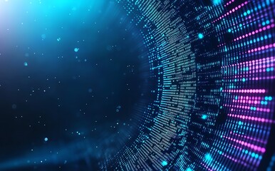 Poster - A vibrant digital background featuring glowing lines and particles, perfect for technology, innovation, and data visualizations