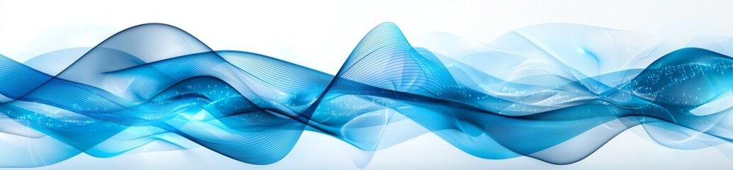 Poster - Abstract blue waves in motion, representing fluidity and dynamic energy. Ideal for backgrounds, digital designs, and creative projects requiring a modern aesthetic.
