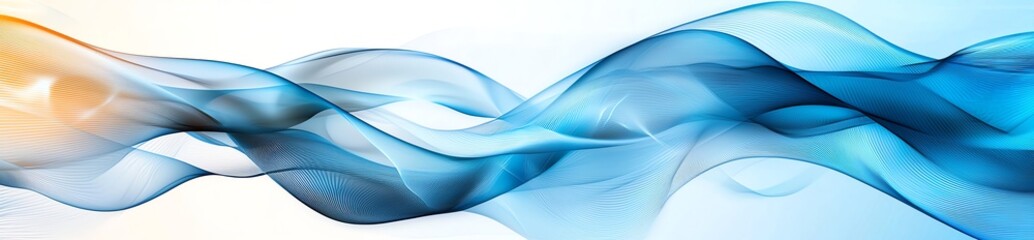 Poster - This abstract design features elegant flowing waves in shades of blue and orange, perfect for backgrounds, themes, or digital projects focused on modern aesthetics.