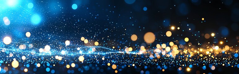 Poster - A captivating abstract image featuring shimmering lights in blue and gold hues