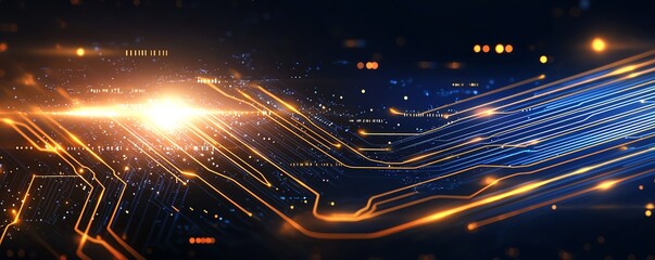 Aufkleber - A vibrant digital background featuring glowing lines and circuits, representing innovation and advancement in technology. Perfect for tech-related projects and creative designs.