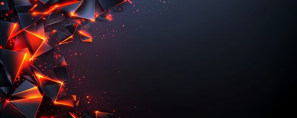 Poster - Dynamic abstract background featuring sharp geometric shapes in vibrant red and black colors, perfect for technology, design, or marketing projects.