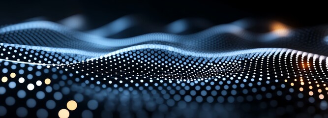 Poster - A captivating abstract representation of digital waves illuminated by luminous dots, showcasing the beauty of technology's interface in a stunning visual display.