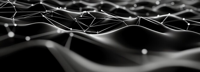 Poster - Abstract representation of waves and connections, showcasing a dynamic interplay of light and shadow. Perfect for illustrating concepts of communication and innovation in tech.