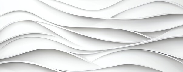 Poster - A minimalist abstract design featuring seamless waves of white paper. The soft curves create depth and texture, ideal for backgrounds or artistic projects focused on simplicity.