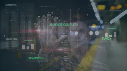 Poster - In school, person using animation for learning with futuristic digital interface