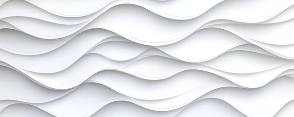 Poster - Abstract waves of white paper create a seamless, fluid texture. The design offers a modern and elegant backdrop suitable for various creative projects and digital presentations.