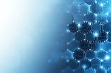 Poster - An abstract background featuring a pattern of glowing hexagons in blue tones