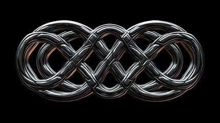 Poster - Detailed metallic knot design floating against a black background image