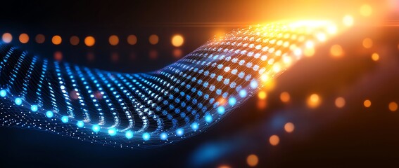Poster - A vibrant wave of light and color, illustrating the dynamic world of technology and data visualization