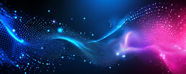 Poster - A vibrant abstract background featuring flowing waves of blue and pink light