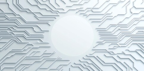 Poster - futuristic abstract background featuring intricate circuit patterns and a central white space, ideal
