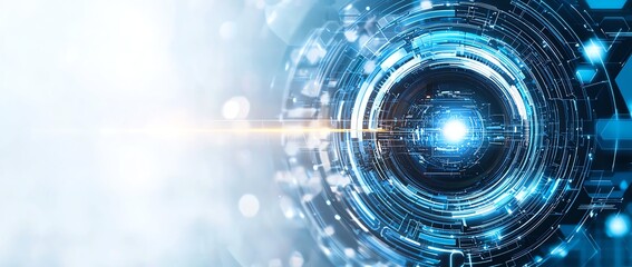 Aufkleber - A futuristic digital interface showcasing complex circuits with glowing blue elements, symbolizing advanced technology and innovation for modern applications.