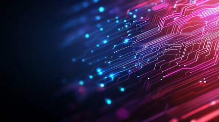 Aufkleber - A vibrant illustration showcasing a digital circuit board with bright blue and pink lines
