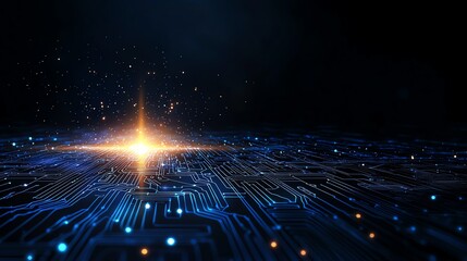 Aufkleber - A captivating close-up of digital circuits with a glowing star-like element, symbolizing innovation and the endless possibilities of technology in a modern world.