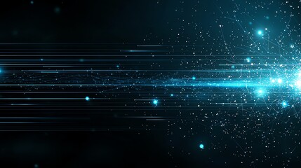 Poster - A dynamic digital abstract showcasing light trails and glowing particles