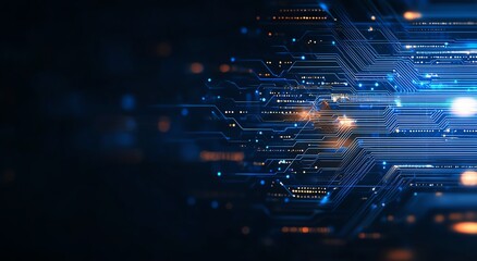 Poster - a dynamic abstract background showcasing intricate blue circuitry with glowing elements. this image 