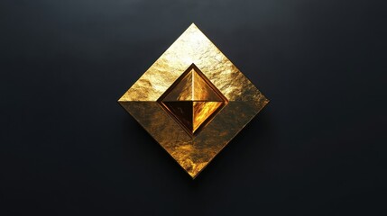 Poster - Golden geometric shape displayed against a dark grey background