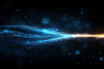 Poster - A mesmerizing visual of blue and orange light trails, resembling energy or dynamic motion, perfect for digital backgrounds, abstract art, or technology-themed projects.