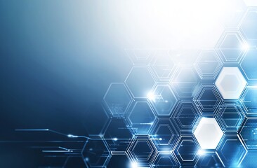 Poster - abstract digital background featuring hexagonal patterns and glowing elements, suitable for technolo