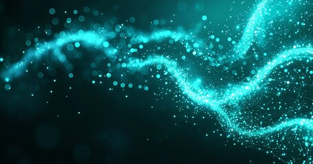 Poster - A mesmerizing abstract background featuring flowing lines of light in vibrant turquoise tones. Ideal for creative projects, digital art, and modern design concepts.