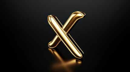 Poster - A gleaming golden letter X sits on a dark surface