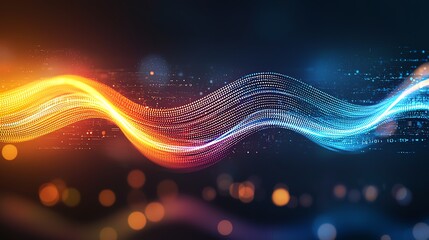 Poster - An abstract representation of digital waves in bright colors, showcasing innovation and connectivity in a modern technological world. Perfect for illustrating data flow concepts.