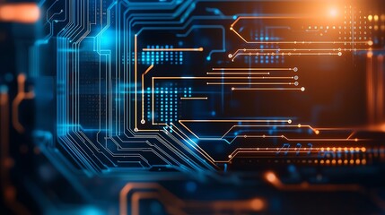 Poster - A close-up image of a futuristic circuit board design, illustrating intricate patterns of electrical connections