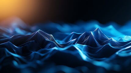 Poster - A mesmerizing digital representation of flowing waves, featuring intricate patterns and vibrant colors that evoke a sense of movement and tranquility in a futuristic landscape.