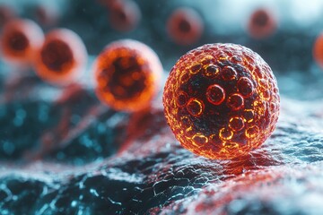 Poster - Vibrant microscopic view of colorful cells showcasing intricate structures and patterns, emphasizing the beauty and complexity of cellular biology.