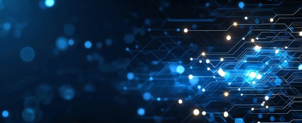 Poster - A stunning abstract background featuring glowing blue lines and lights, representing digital innovation and advanced technology. Perfect for illustrating modern tech concepts.